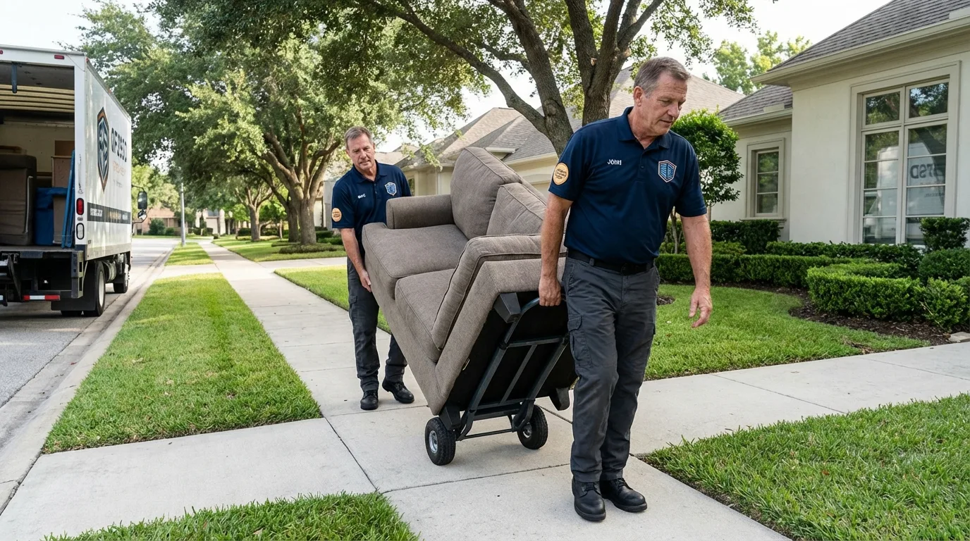 Local residential moving crew loading furniture in Lake Orion, MI